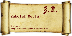 Zabolai Metta névjegykártya